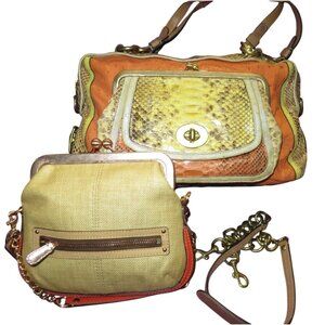 Coach Pinnacle Python & Ostrich Madison Satchel & Bonnie Kisslock crossbody